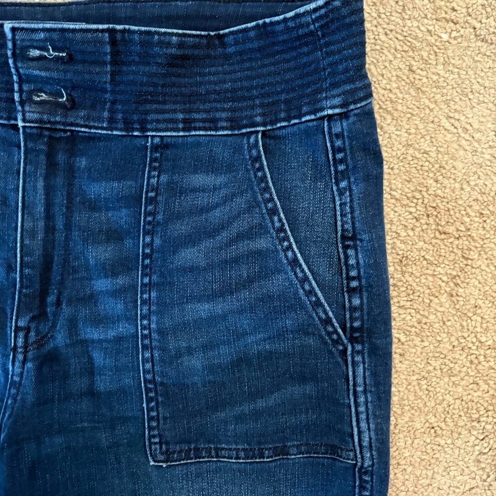 White House Black Market Dark Blue Flare Jeans Extra High-Rise Trouser Size 8 - Picture 5 of 13